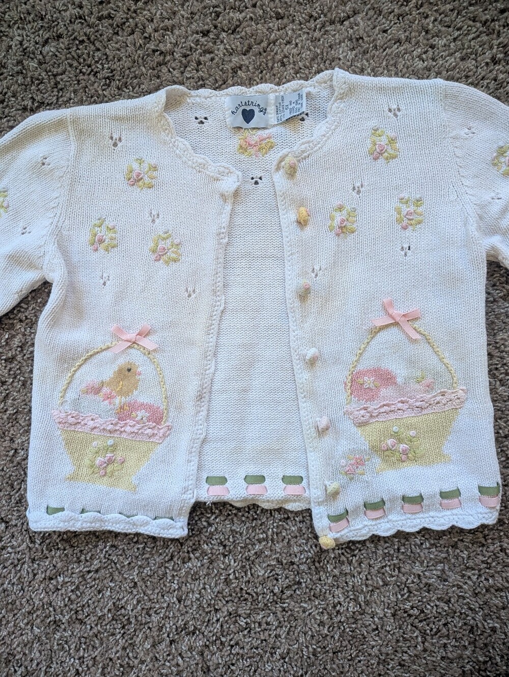 Hartstrings Vintage Embroidered Easter Cardigan